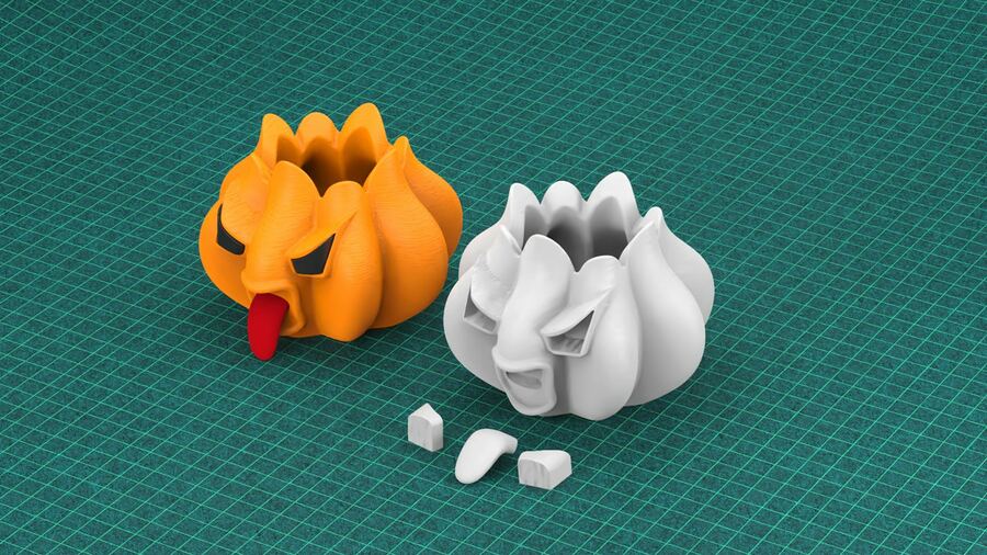 Orange and white pumpkin containers