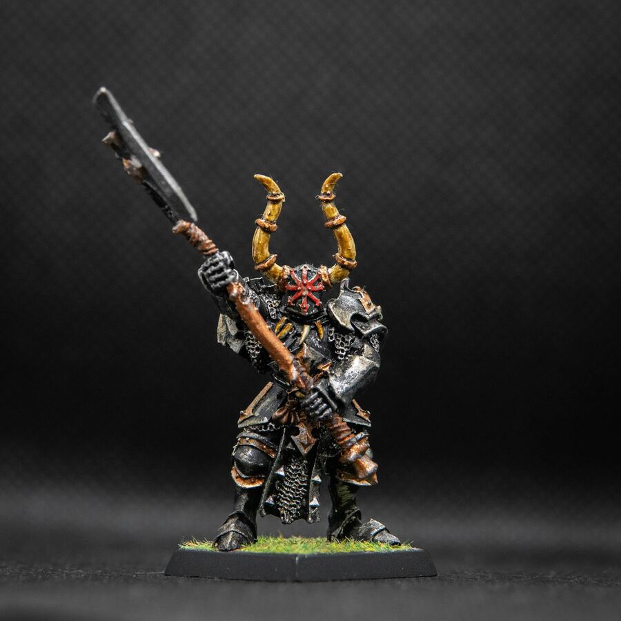 Painted horned warrior miniature