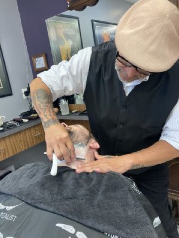 Straight razor hot towel shave at The Rustic Rooster Barber Co.
